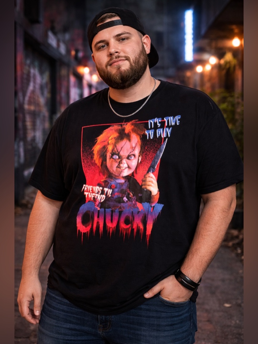Chucky -NWT Black Graphic Unisex T-Shirt Size 2X